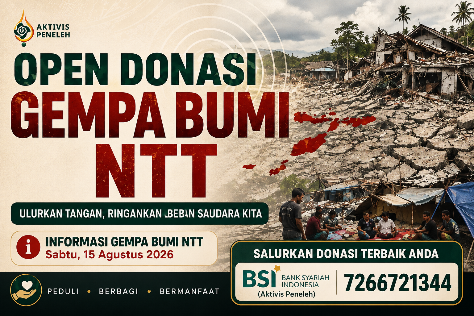 Gempa M 7,7 Guncang NTT, Aktivis Peneleh Buka Donasi untuk Korban