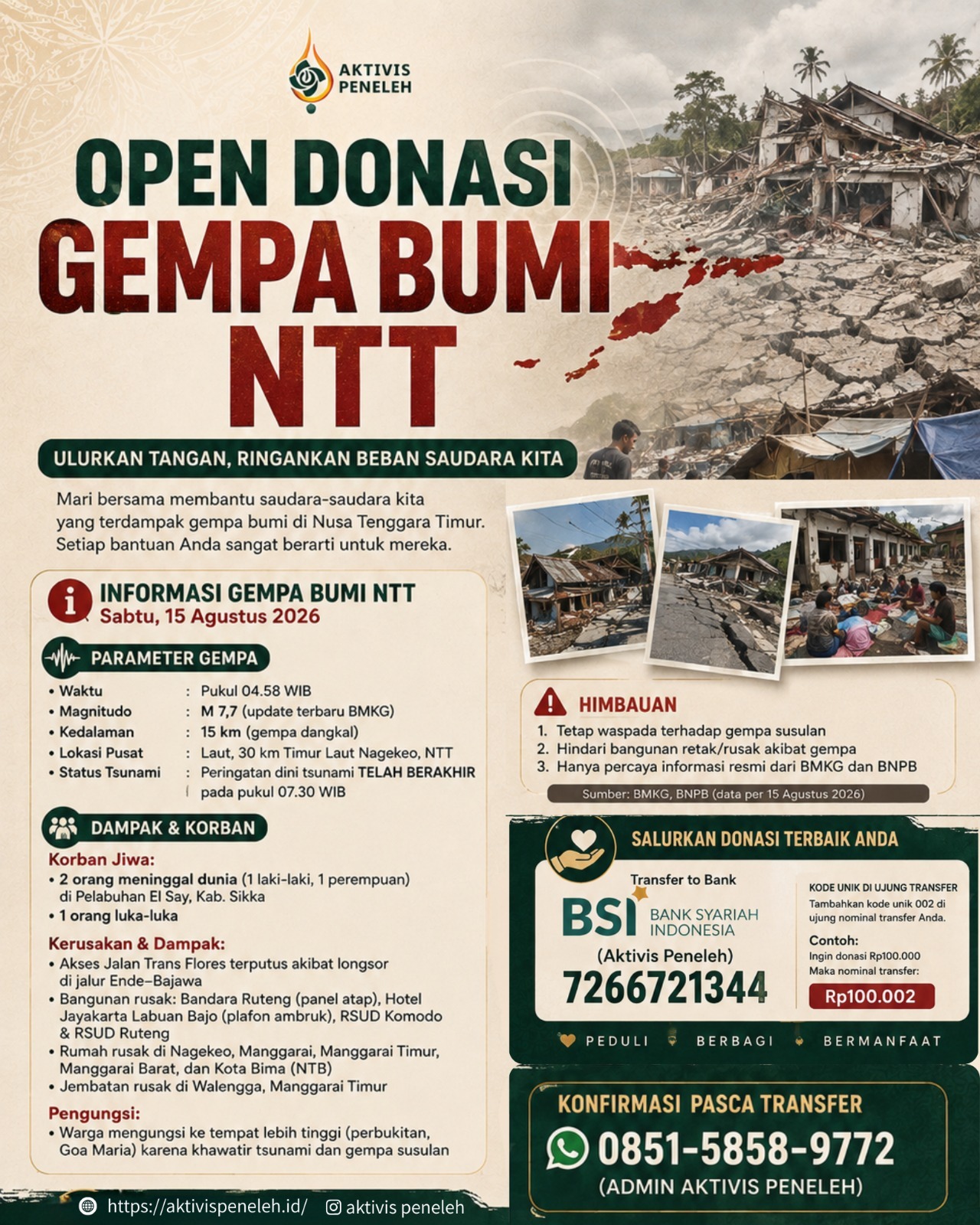 Tim SAR Peneleh dan Bani Hasyim Islamic School Malang Bertolak ke NTT untuk Misi Kemanusiaan